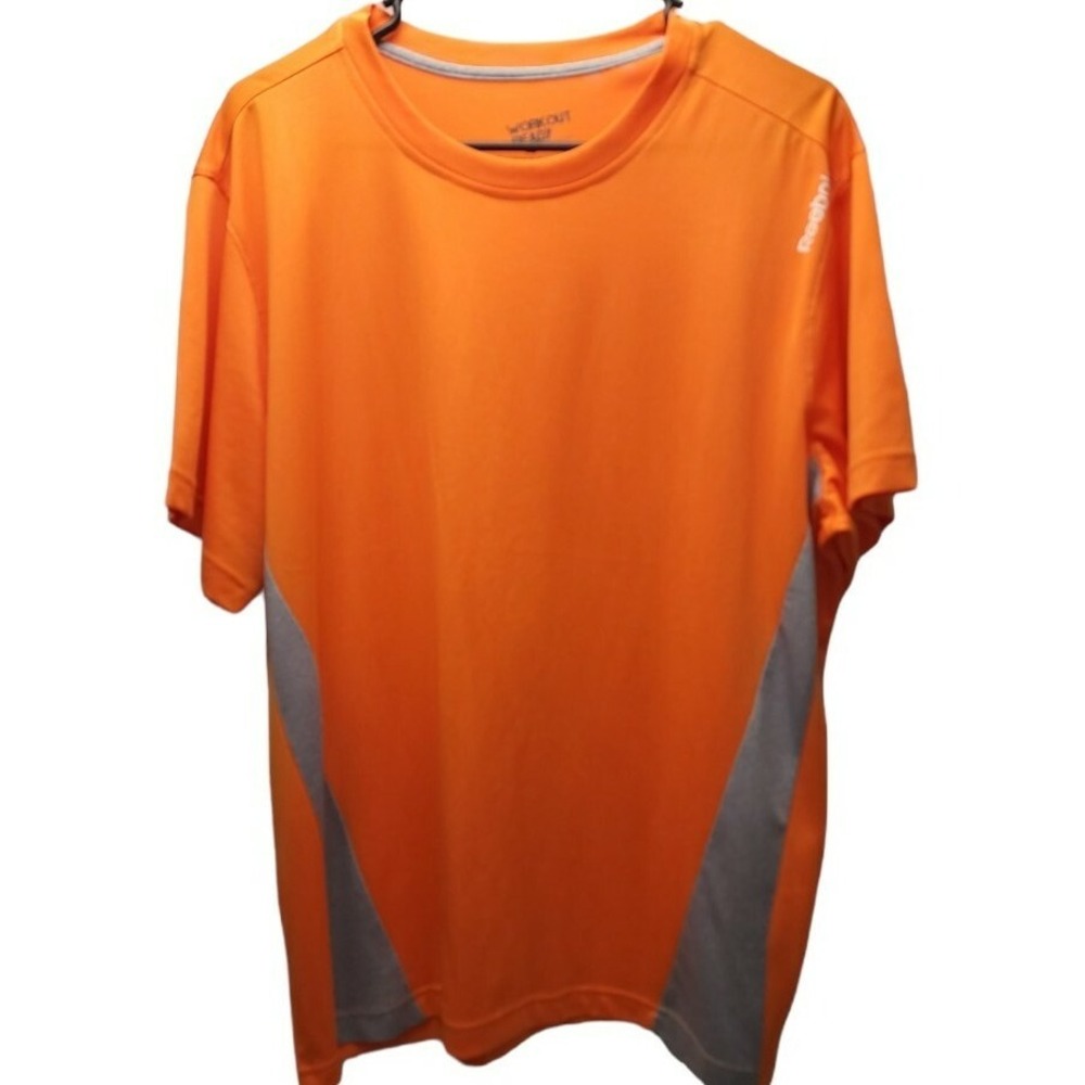 Mens Size L Reebok Workout Ready Collection Orange/Silver Athletic Shirt